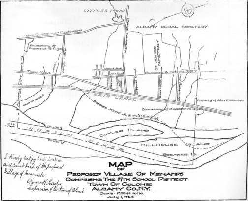 Map of Menands Village Boundaries at Incorporation in 1924